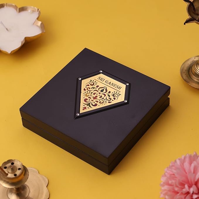 Ganesha Charan Paduka Box – Auspicious Vighnaharta Idol for Success, Protection & Luxury Gifting