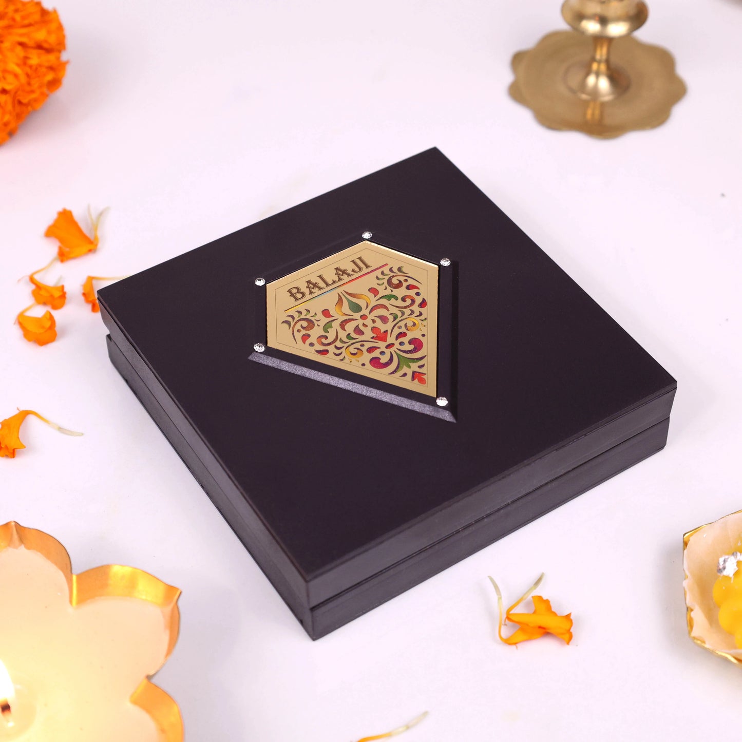 Balaji Charan Paduka with Balaji Idol in Elegant Brown Box | Spiritual Gift