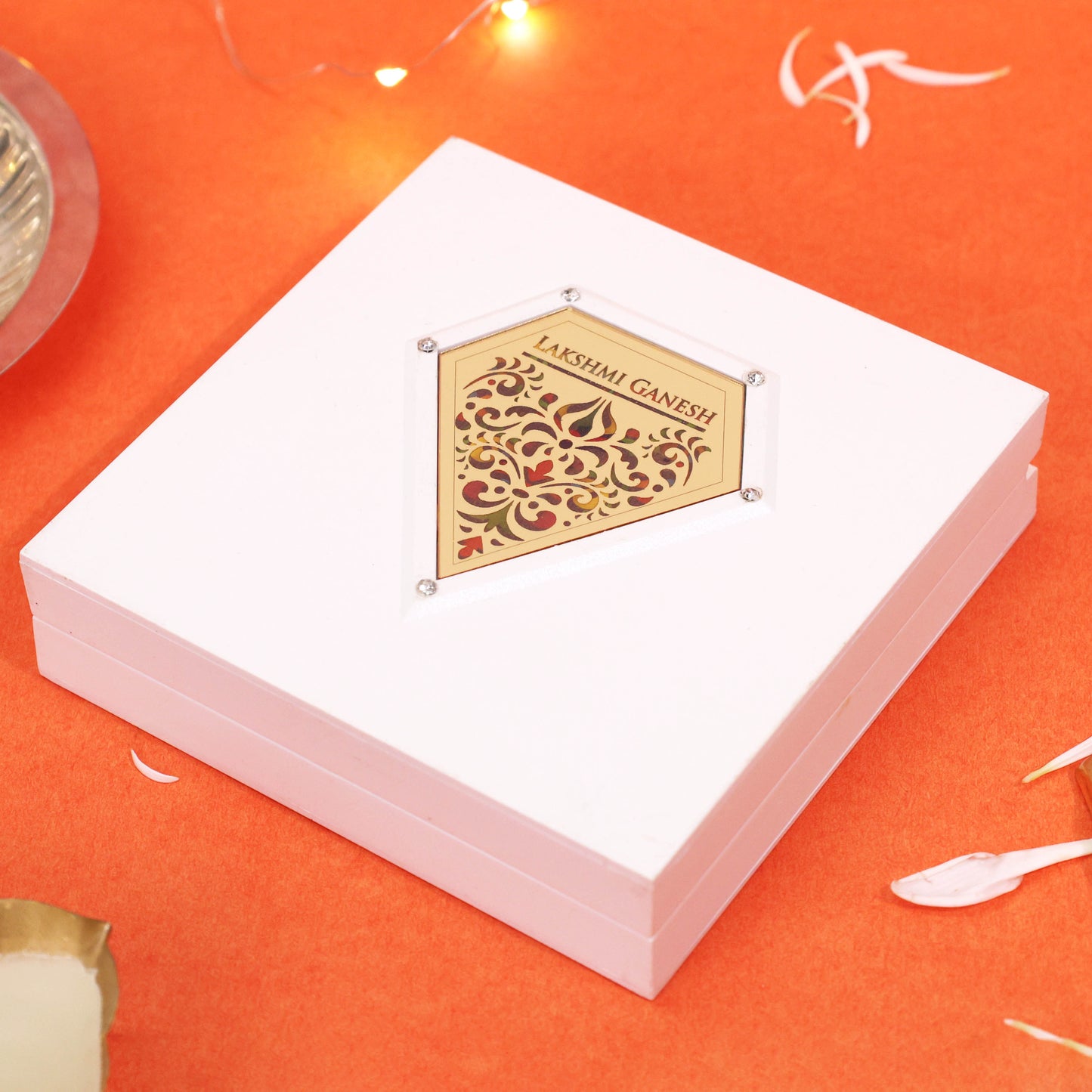 3D Charan Paduka with 3D Lakshmi Ganesh Box for Pooja Room Temple Home Decor Office Mandir Gift | Diwali Gift Spiritual Decor Religious Items