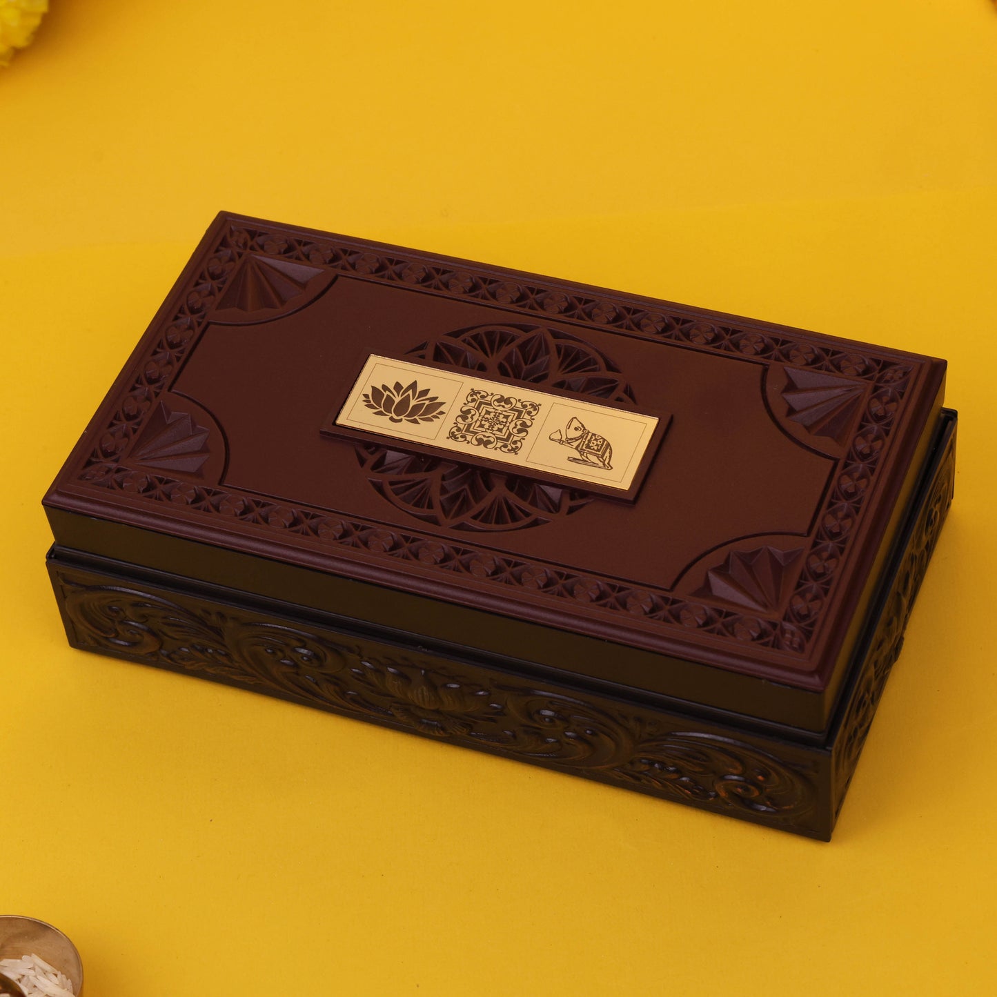 Ganesh Lakshmi Tortoise (Kachua) Charan Paduka with Premium Wooden Box | Vastu & Spiritual Gift