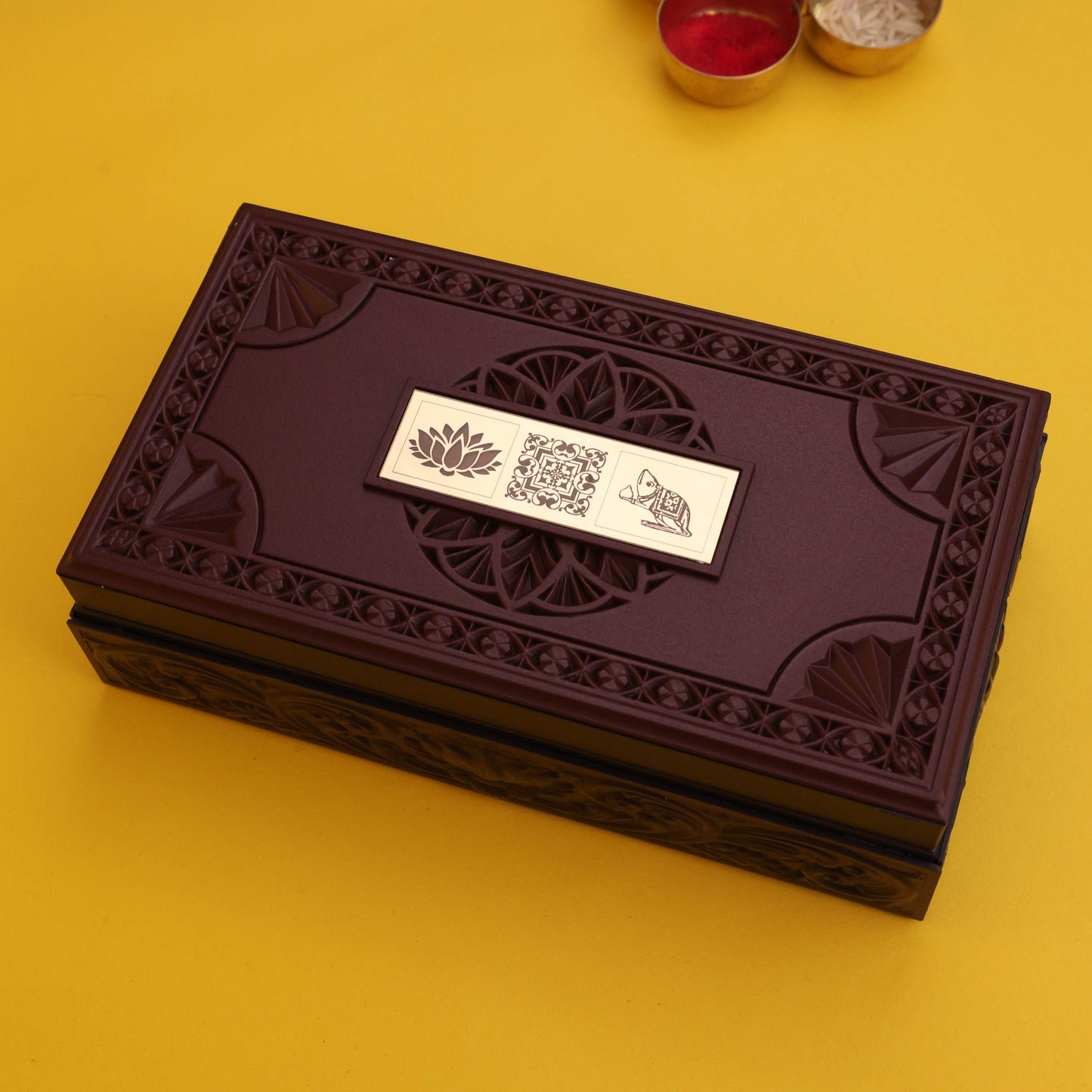 Ganesh Lakshmi Charan Paduka with Premium Wooden Pooja Box | Vastu & Spiritual Gift