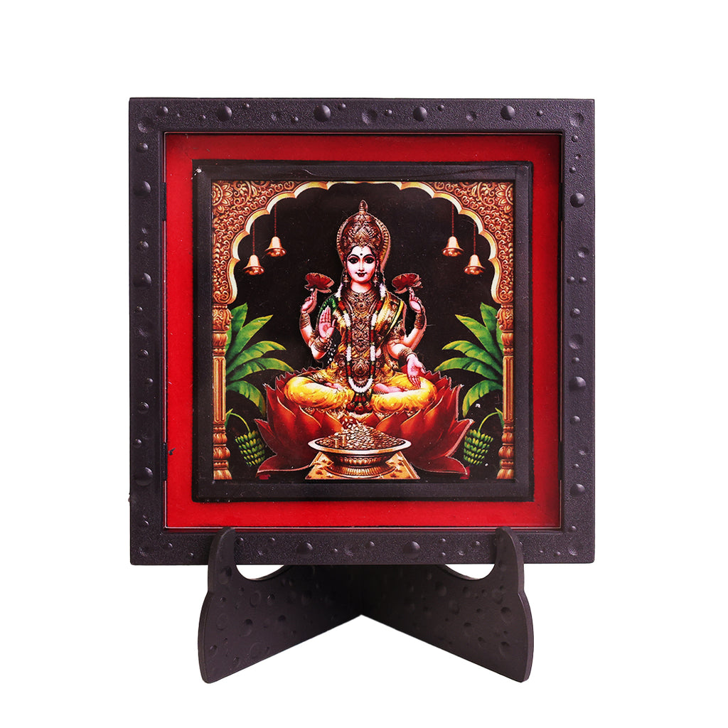 Classic 3D Laxmi Maa Photo Frame with Stand for Home Temple Religious Gift for Home, Office & Festive Gifting for All Occasion