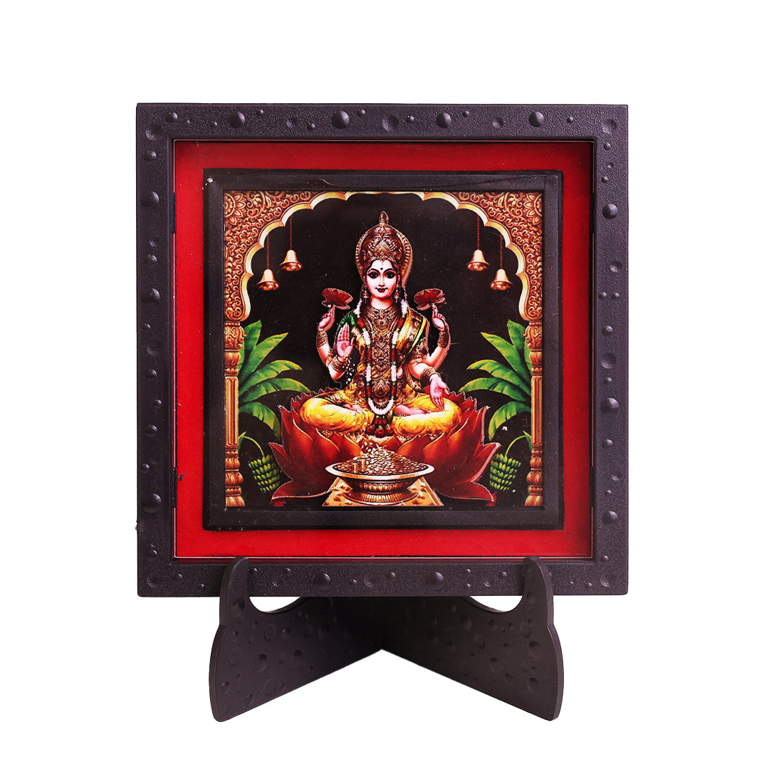 Classic 3D Laxmi Maa Photo Frame with Stand for Home Temple Religious Gift for Home, Office & Festive Gifting for All Occasion