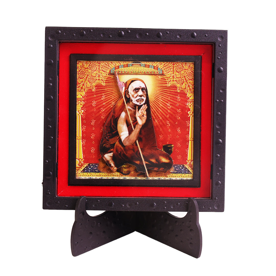 Classic 3D Adi Shankaracharya Photo Frame for Home Decor | ABS Polymer Decorative Deity Frame with Stand | Jagadguru Shankaracharya Religious Photo Frame for Pooja Room Mandir Decoration | Spiritual Gift Item