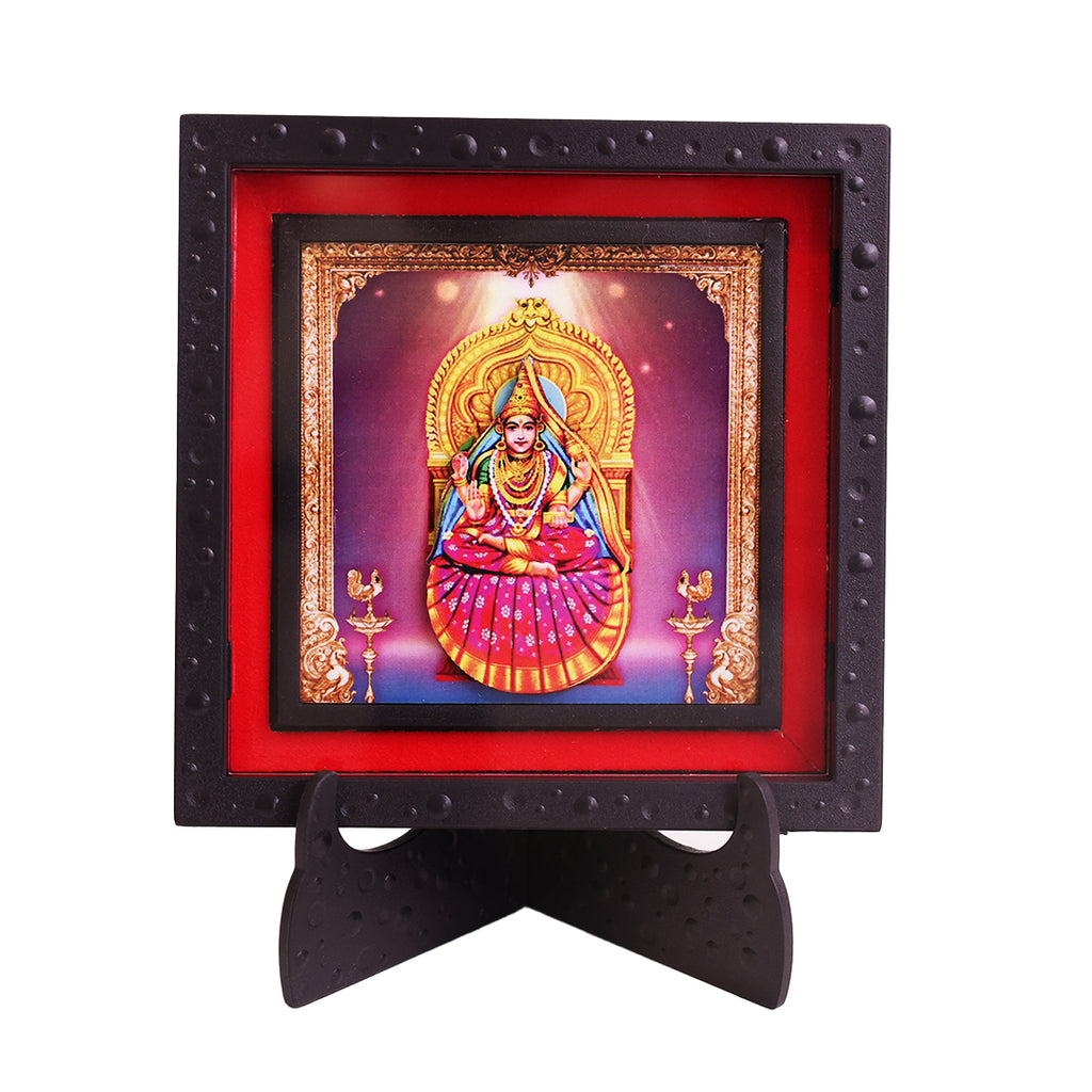 Classic 3D Sharadamba Maa Photo Frame with Stand | Goddess Sharadamba Devi Religious Photo Frame for Home Temple Pooja Room Decor | Divine Hindu Goddess Devotional Frame for Office Desk Spiritual Gift