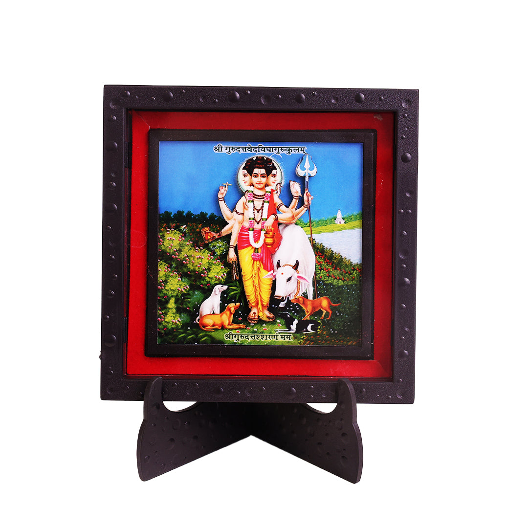Classic 3D Dattaguru Deity Photo Frame for Home Decor | Lord Dattatreya Religious Photo Frame | ABS Polymer Spiritual God Frame for Pooja Room Temple Decoration Living Room Office Gift