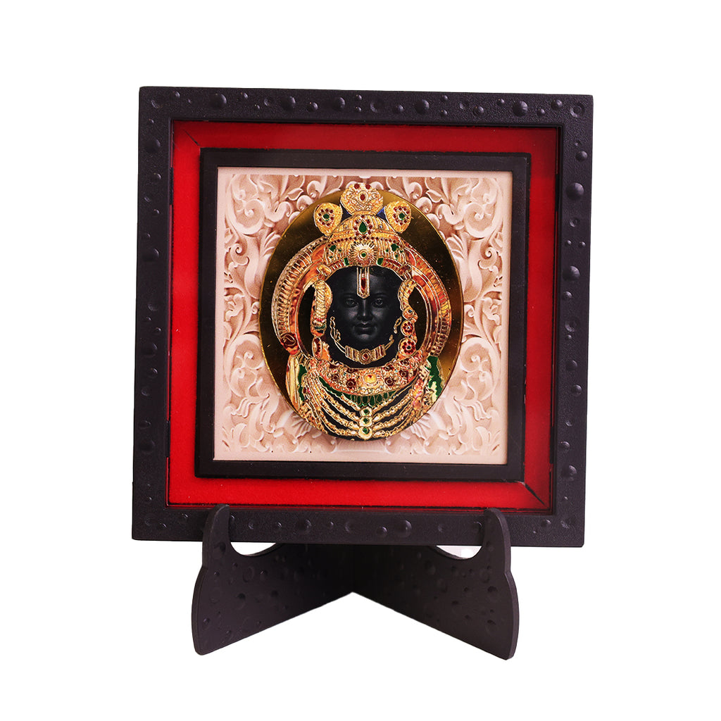 3D Ram Lalla Photo Frame for Home Decor | ABS Polymer Decorative Deity Frame with Stand | Ayodhya Ram Lalla Religious Photo Frame for Pooja Room Mandir Decoration | Hindu Spiritual Gift Item