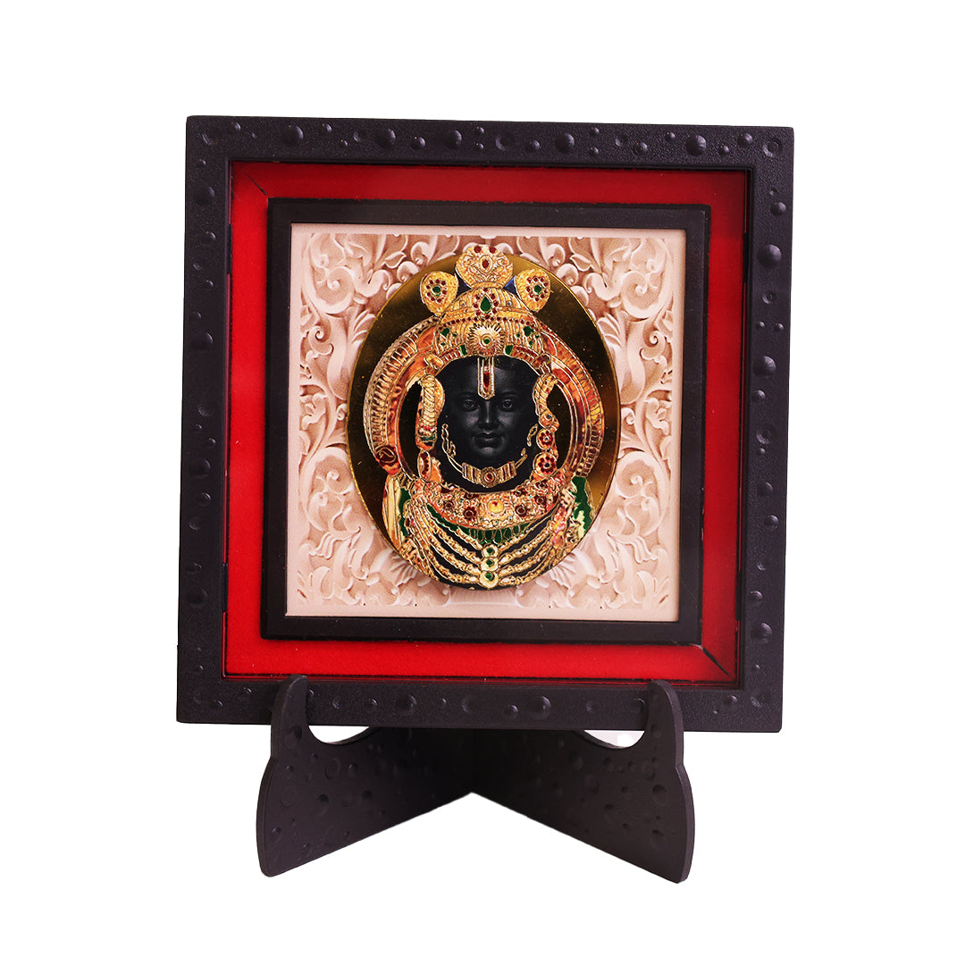 3D Ram Lalla Photo Frame for Home Decor | ABS Polymer Decorative Deity Frame with Stand | Ayodhya Ram Lalla Religious Photo Frame for Pooja Room Mandir Decoration | Hindu Spiritual Gift Item