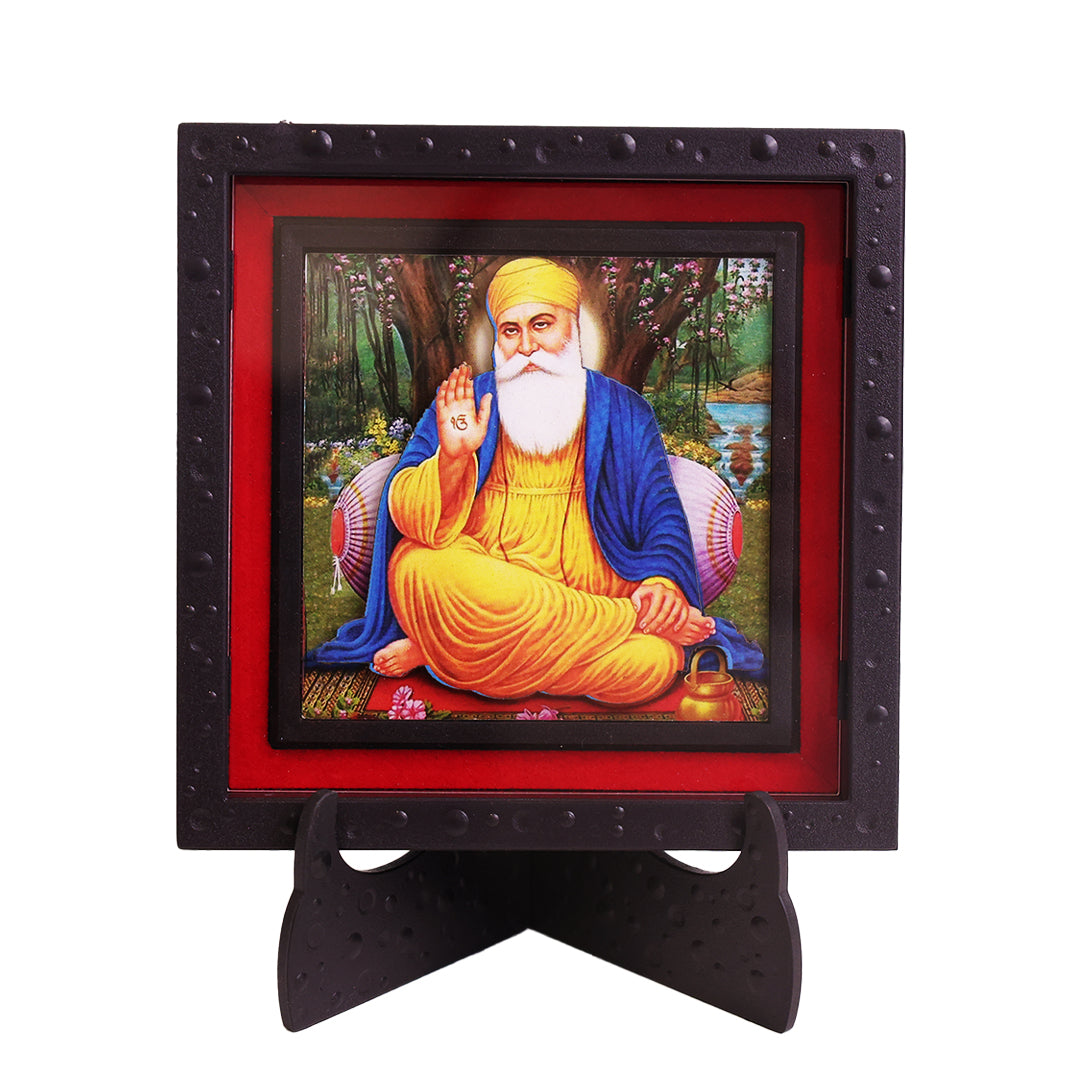 Classic 3D Wahe Guru Photo Frame with Stand | Guru Nanak Dev Ji Religious Photo Frame for Home Temple Prayer Room Decor | Sikh Spiritual Devotional Frame for Office Desk Living Room | Divine Blessing Gift