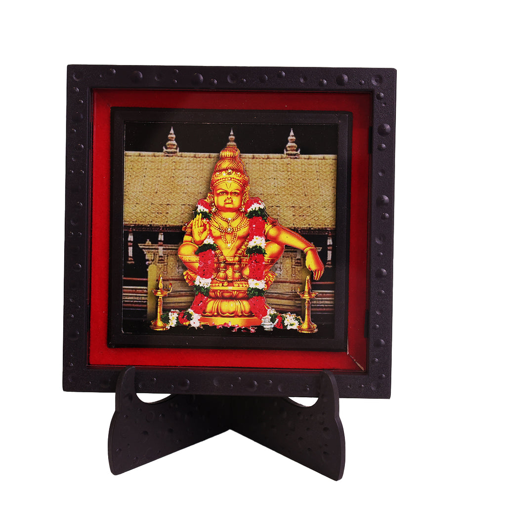 Classic 3D Ayyappa Deity Photo Frame with Stand for Home Temple | Premium Lord Ayyappa Spiritual Photo Frame for Pooja Room, Office Desk & Home Decor | Religious Devotional Gift Item for Housewarming & Festivals