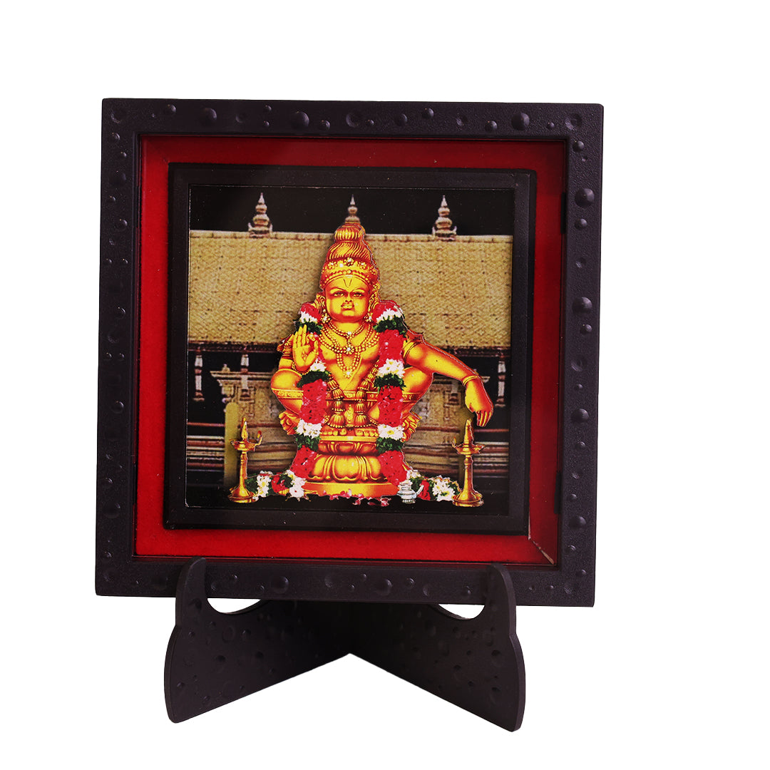 Classic 3D Ayyappa Deity Photo Frame with Stand for Home Temple | Premium Lord Ayyappa Spiritual Photo Frame for Pooja Room, Office Desk & Home Decor | Religious Devotional Gift Item for Housewarming & Festivals