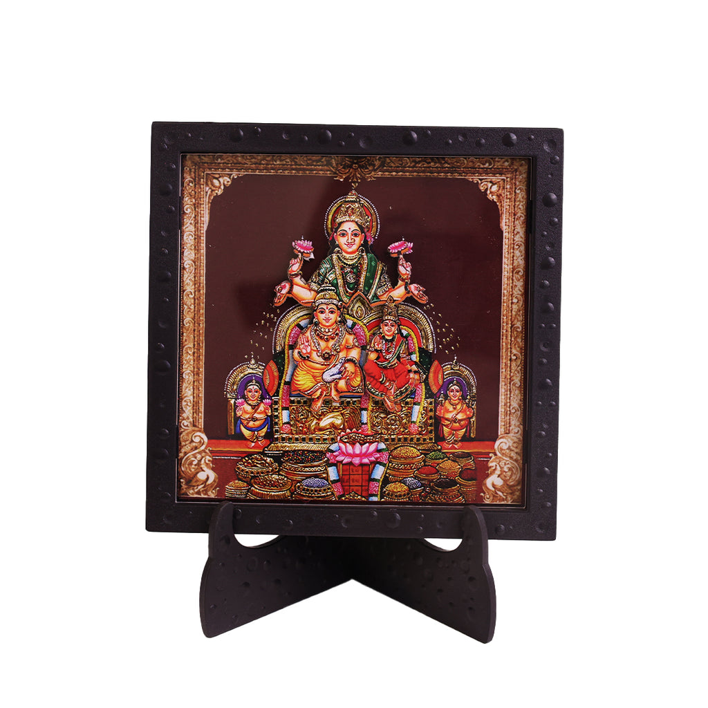 Classic 3D Kuber Lakshmi Deity Photo Frame for Home Decor | Lord Kuber Maa Lakshmi Religious Photo Frame | ABS Polymer Spiritual Wealth & Prosperity Frame for Pooja Room Temple Decoration Gift