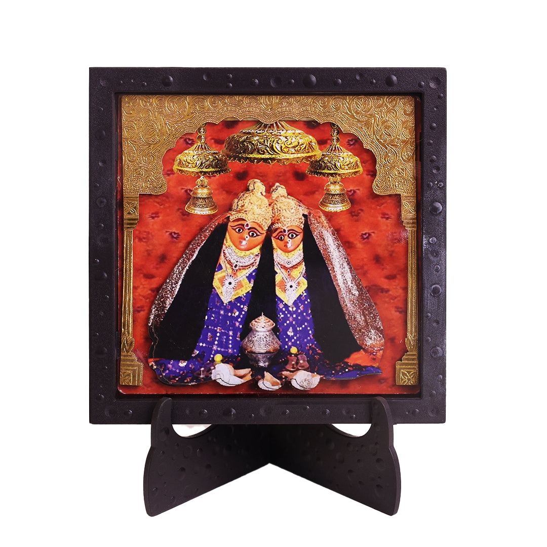 Classic 3D Chamunda Maa Photo Frame for Home Temple | Divine Chamunda Mata Decorative Frame with Stand | Navratri Pooja Room Decor | Religious Spiritual Gift Item for Home Office Mandir Decoration
