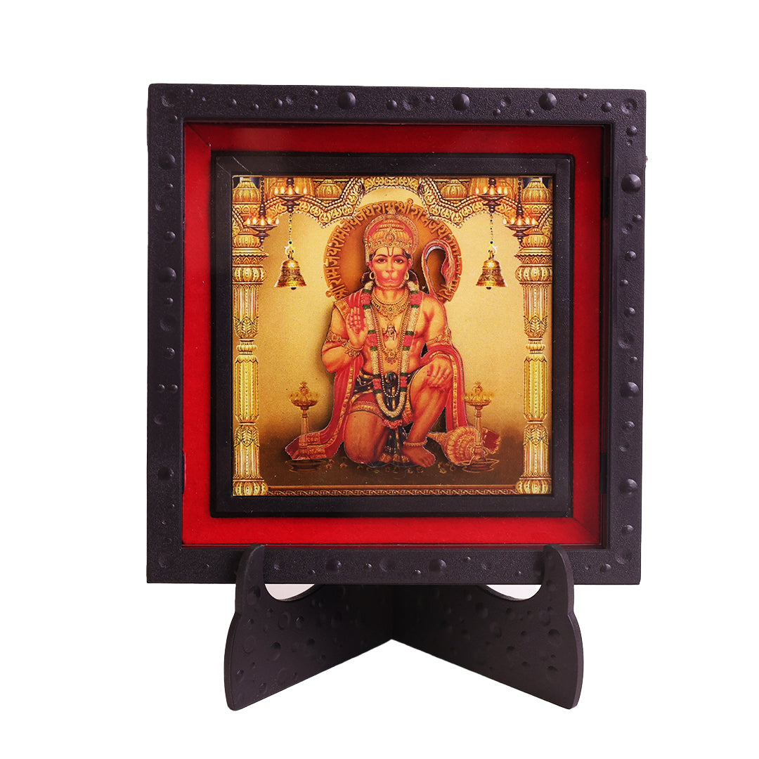 Classic 3D Hanuman Ji Divine Photo Frame for Home Decor | Bajrangbali Sankat Mochan Religious Frame | ABS Polymer Spiritual Wall & Table Decor for Pooja Room Mandir Office Gift