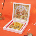 Marvel White Edition Gold Plated Laxmi Ganesha Charan Paduka Box – Divine Shubh Labh Gift for Wealth & Prosperity