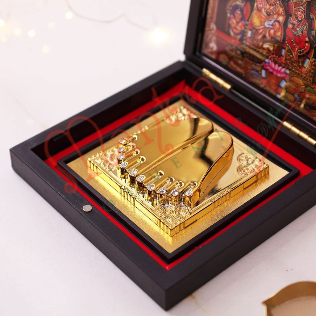 Yantram 3D Lakshmi Kubera Charan Paduka with Premium Box | Wealth Vastu & Spiritual Gift