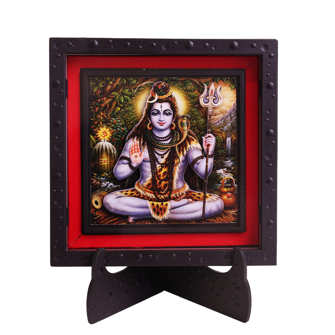 Classic 3D Shiv Ji Deity Photo Frame for Home Decor | Lord Shiva Mahadev Religious Photo Frame | ABS Polymer Spiritual God Frame for Pooja Room Temple Decoration Living Room Office Gift