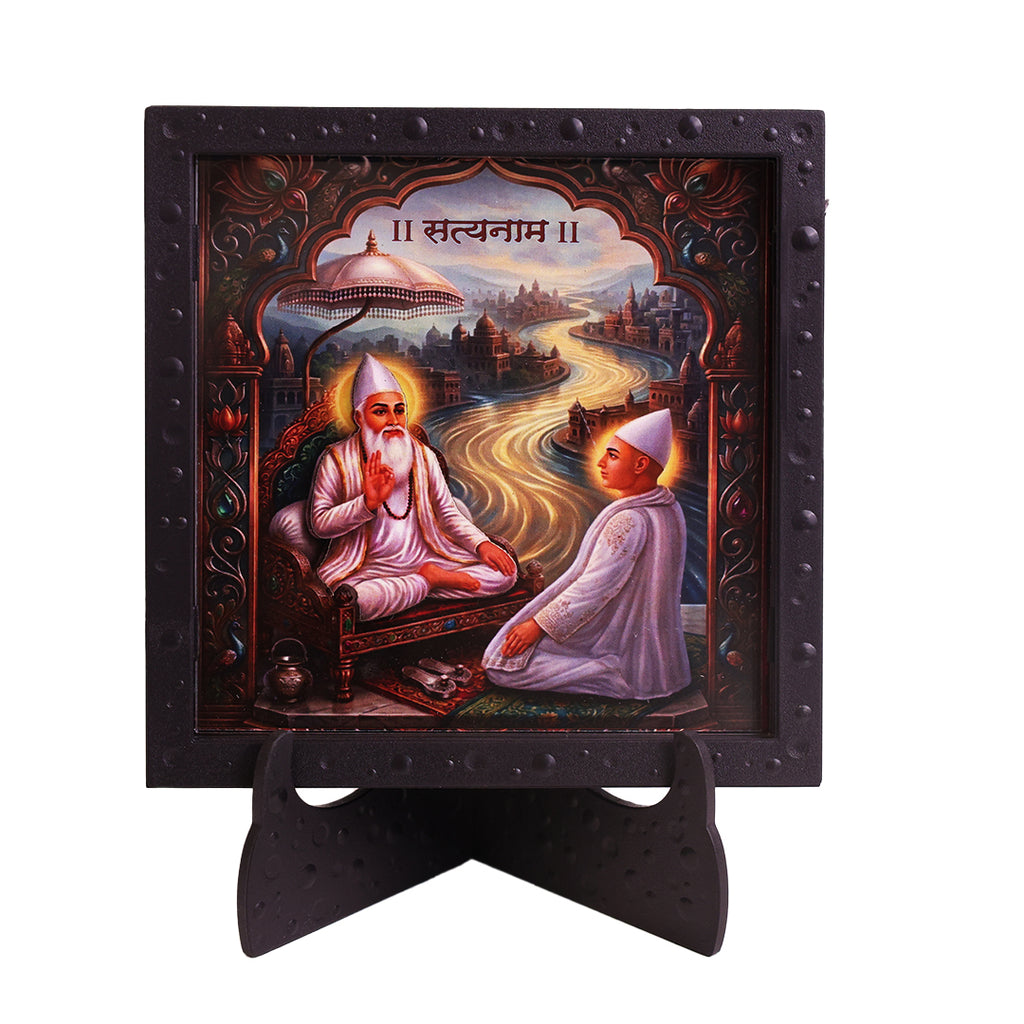 Classic 3D Satnam Deity Photo Frame with Stand | Satnam Religious Devotional Photo Frame for Home Temple Prayer Room Decor | Spiritual Sacred Frame for Office Desk Meditation Room Divine Gift