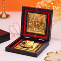 Radha Krishna Charan Paduka with Premium Box | Gold Finish Divine Footprint | Pooja Ghar Mandir Decor | Spiritual Gift Item