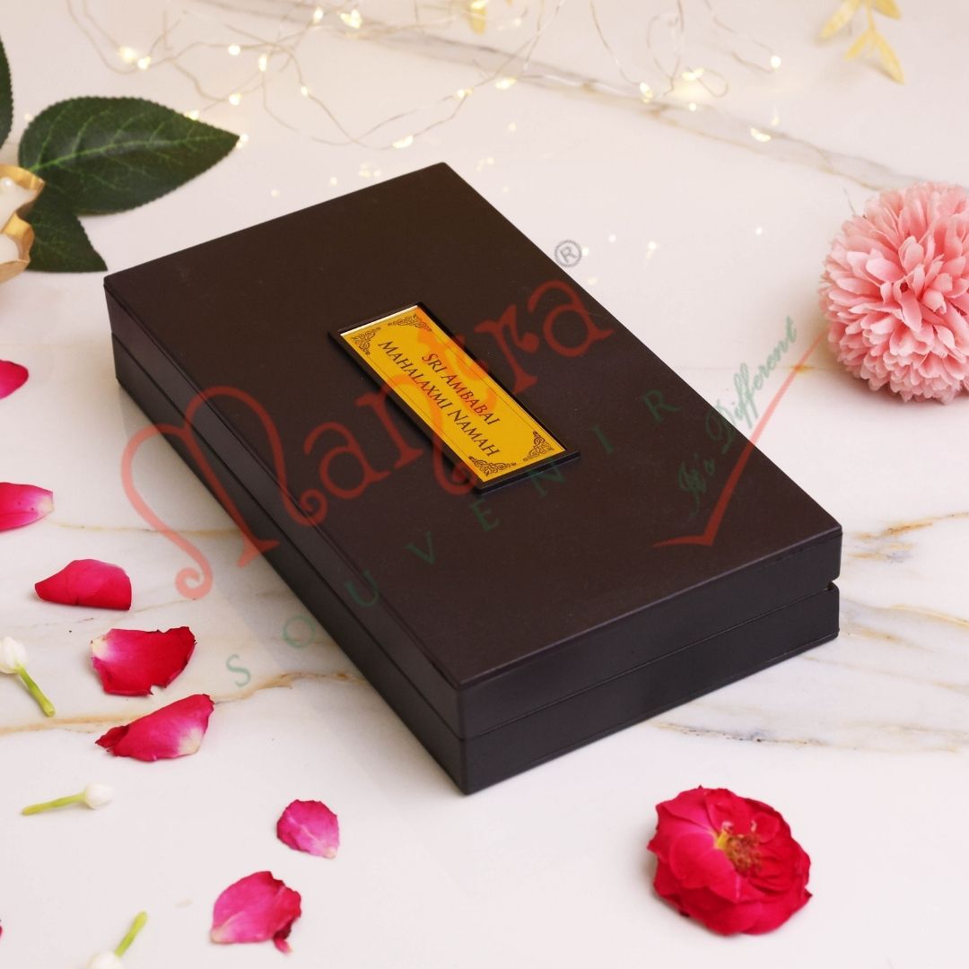 3D Gold Plated Kolhapuri Mahalakshmi Ambabai Charan Paduka Box – Premium ABS Polymer Karveer Nivasini Devi Idol for Home & Office