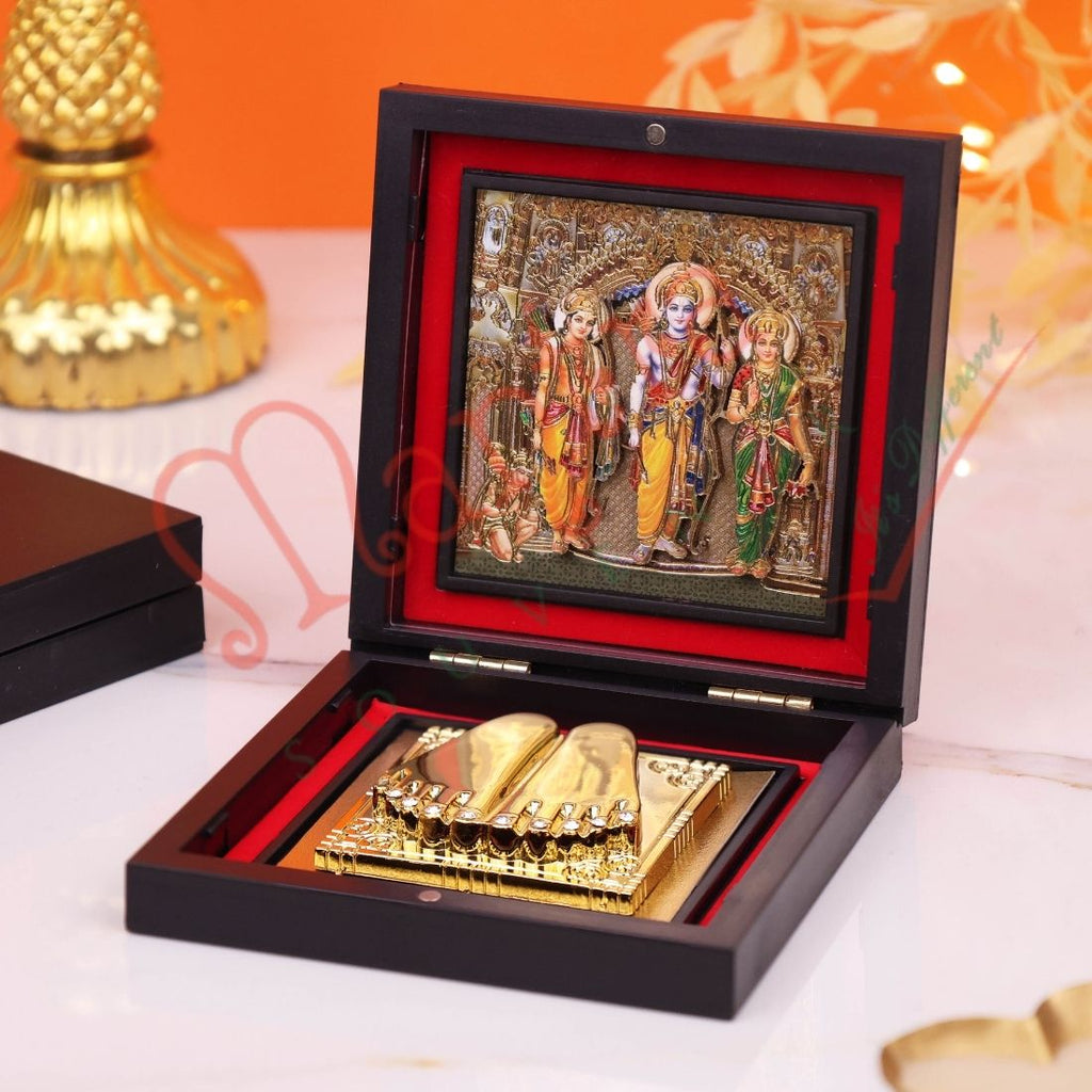 Shri Ram Darbar Charan Paduka with Premium Box | Ram Sita Lakshman Hanuman Vastu Gift