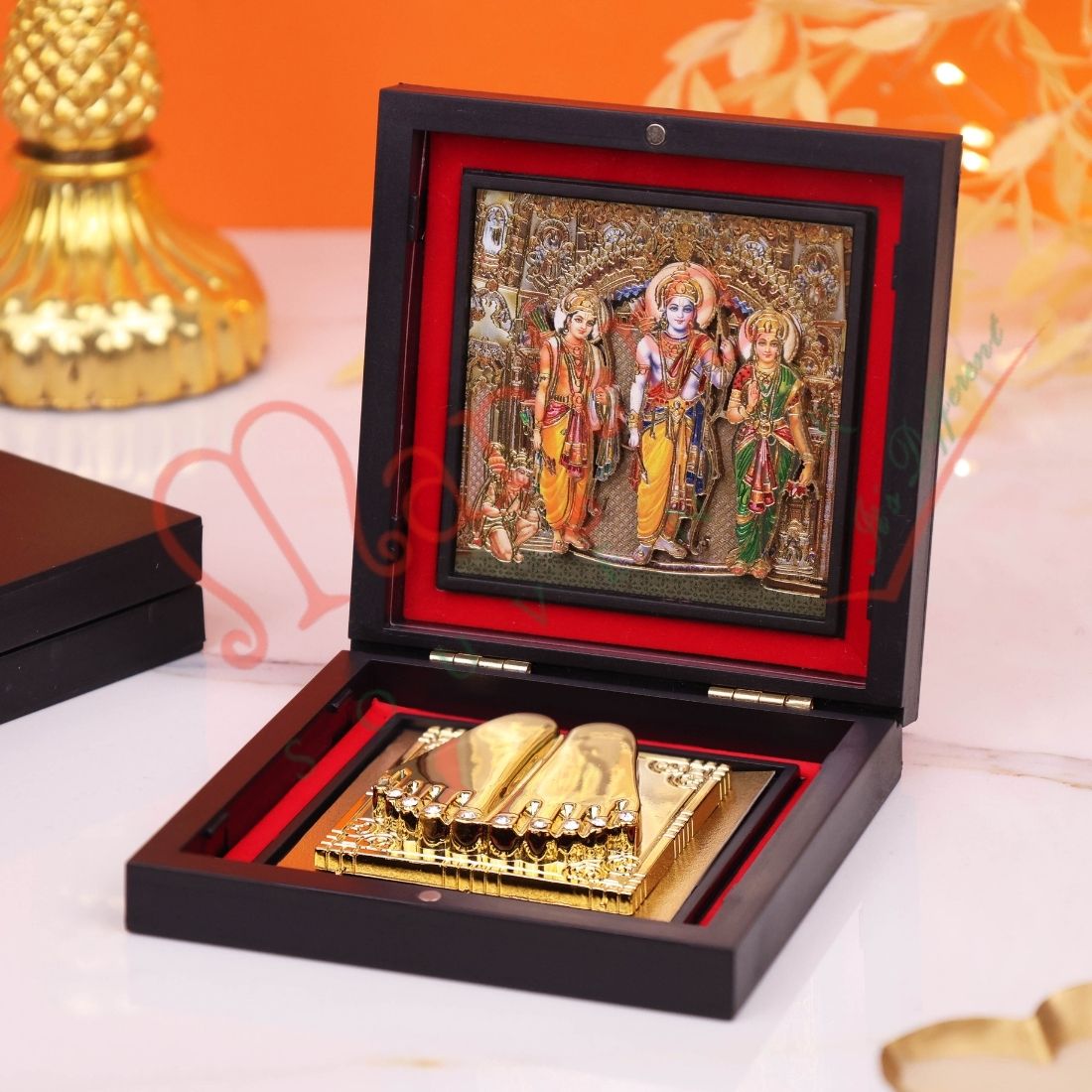 Shri Ram Darbar Charan Paduka with Premium Box | Ram Sita Lakshman Hanuman Vastu Gift