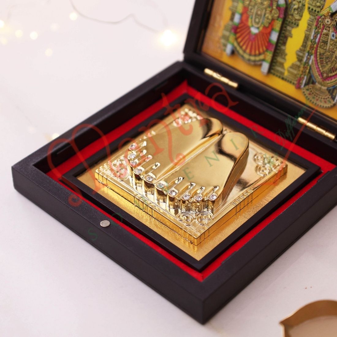 Shri Venkateswara (Tirupati Balaji) Charan Paduka with Premium Box | Vastu & Spiritual Gift