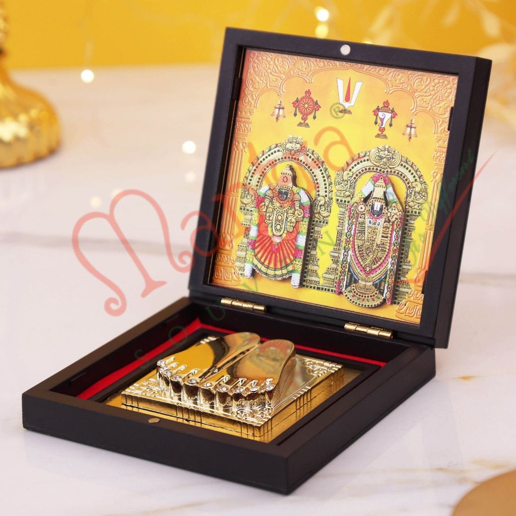 Shri Venkateswara (Tirupati Balaji) Charan Paduka with Premium Box | Vastu & Spiritual Gift