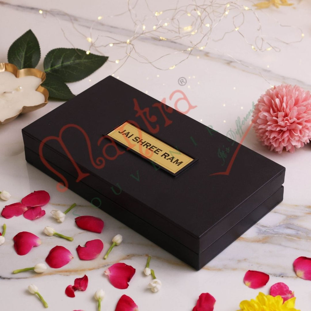 3D Ayodhya Ram Lalla Charan Paduka Box – Premium ABS Polymer Ram Mandir Souvenir for Home & Office – Divine Blessing Gift with Sacred Ram Shlokas