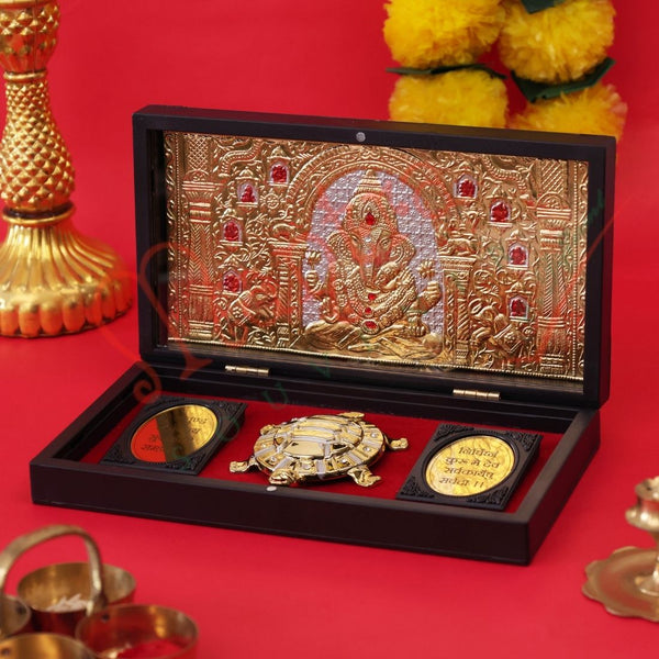 Deluxe Lord Ganesha with Vastu Tortoise in Box | Auspicious Puja & Prosperity Gift