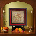 Classic Gold Ambe Maa Photo Frame for Home Temple | Divine Durga Mata Decorative Frame with Stand | Navratri Pooja Room Decor | Religious Spiritual Gift Item for Home Office Mandir Decoration
