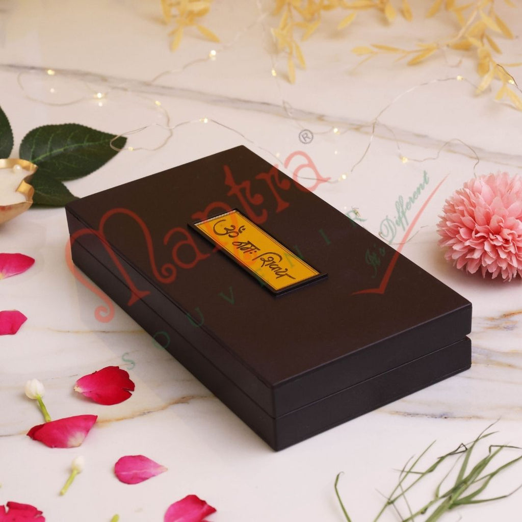 Gold Plated Somnath Jyotirlinga Charan Paduka Box – Premium ABS Polymer Religious Gift for Home Temple & Office – Divine Blessing Souvenir for Puja & Gifting