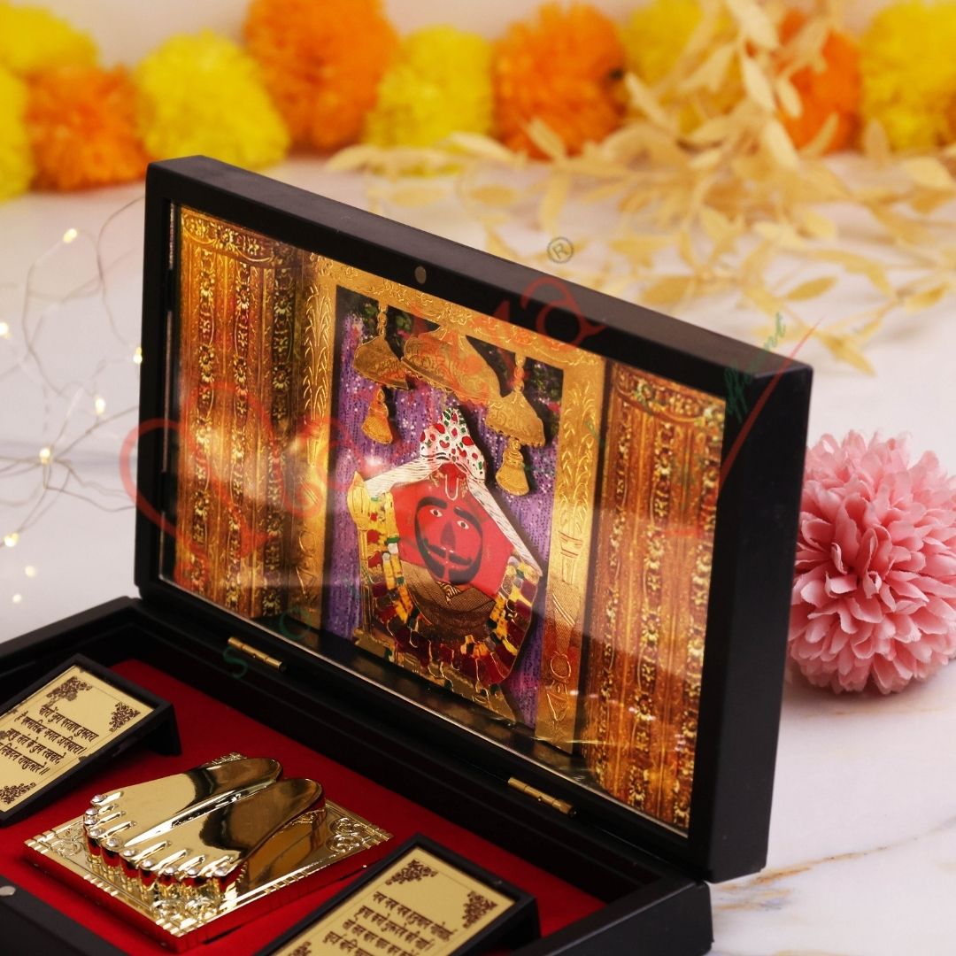 3D Salasar Balaji Charan Paduka Box – Premium ABS Polymer Hanuman Ji Idol for Home & Office – Divine Blessing Gift with Sacred Hanuman Chalisa Verses