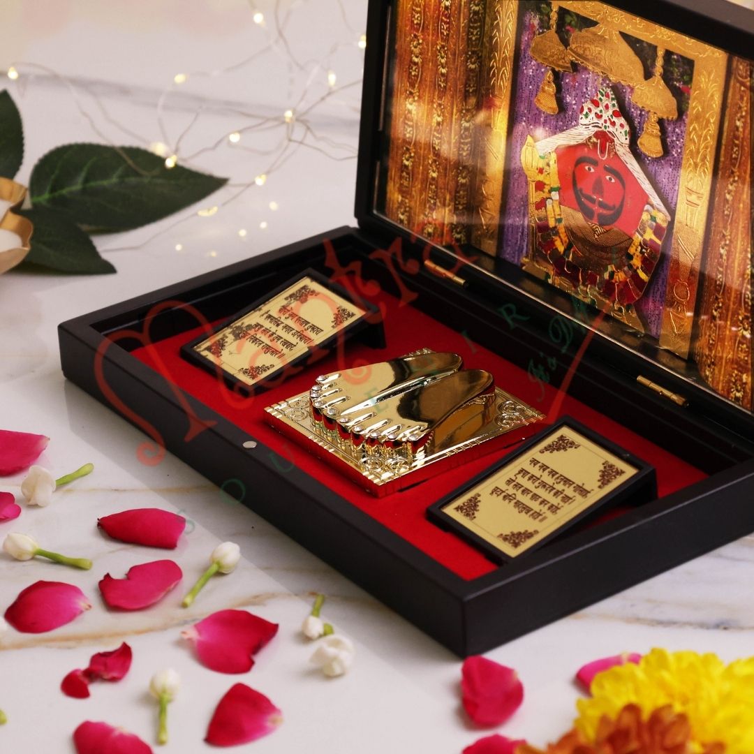 3D Salasar Balaji Charan Paduka Box – Premium ABS Polymer Hanuman Ji Idol for Home & Office – Divine Blessing Gift with Sacred Hanuman Chalisa Verses