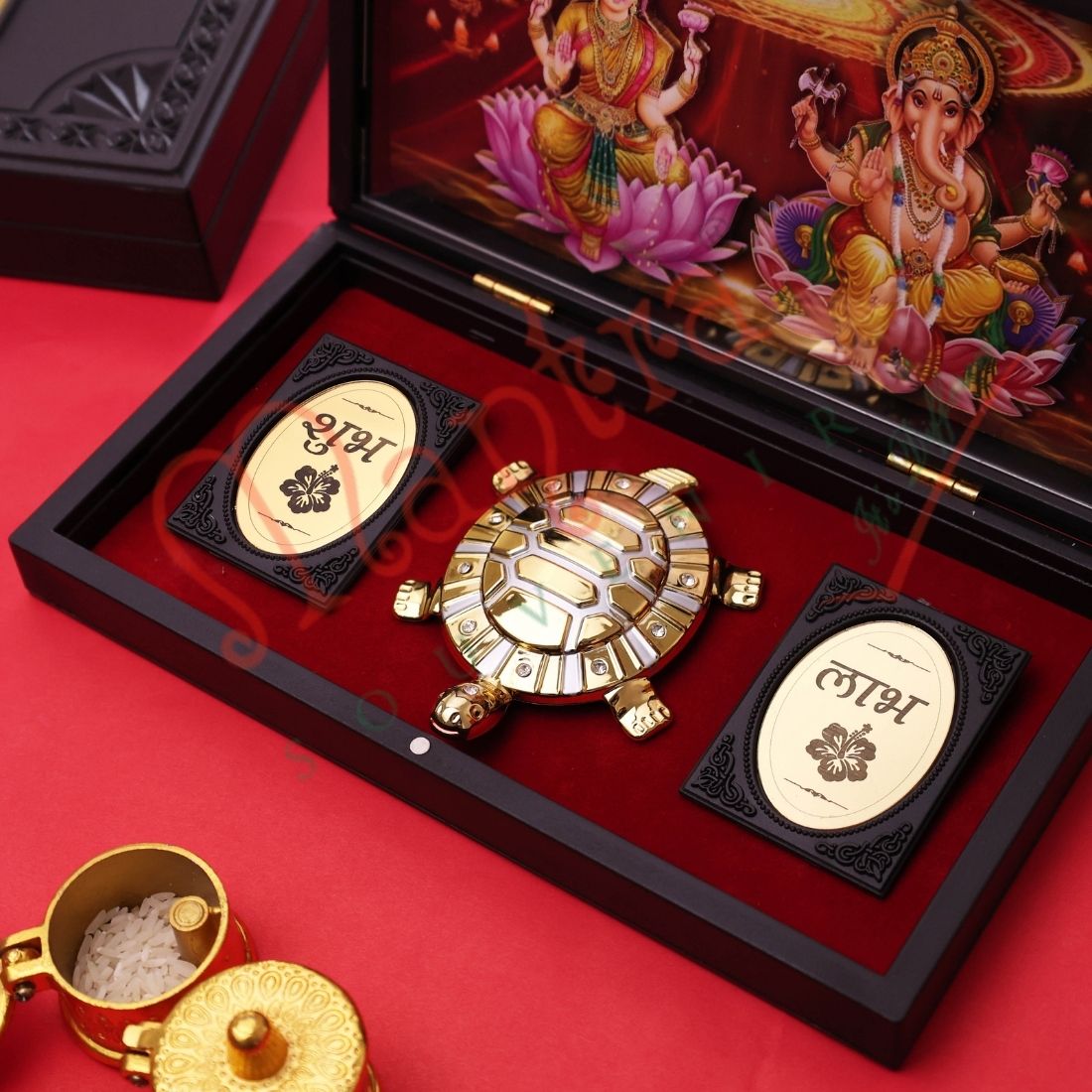 Deluxe 3D Lakshmi Ganesh with Tortoise in Box | Vastu & Puja Combo for Wealth, Success and Prosperity