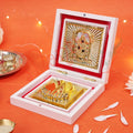 Marvel Yantram Elegant White Gold Plated Balaji Charan Paduka Box – Divine Lord Venkateswara Swamy Footprints for Vastu & Gifting