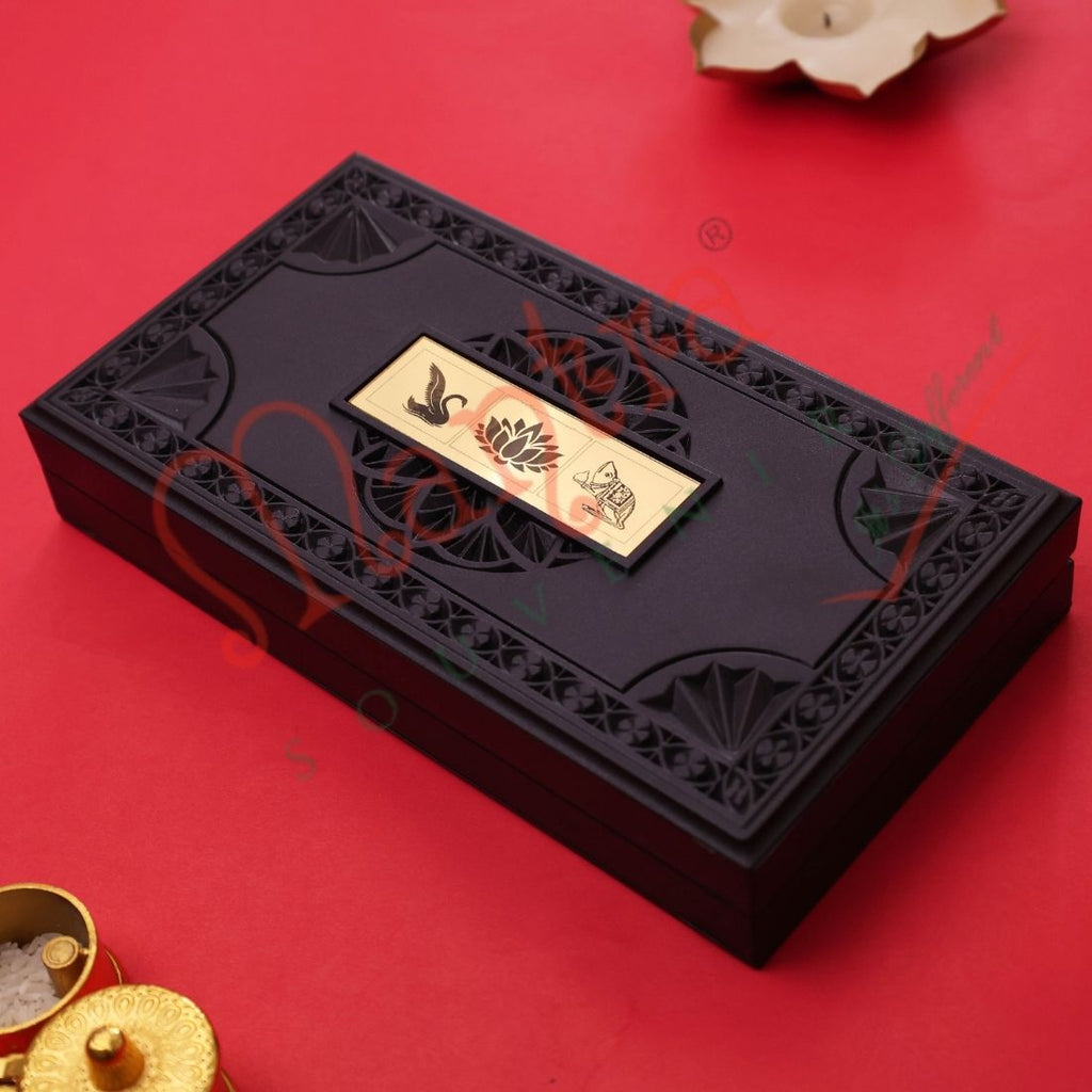 Deluxe Lakshmi Ganesh Charan Paduka with Premium Box | Auspicious Puja Paduka for Wealth, Success & Positivity