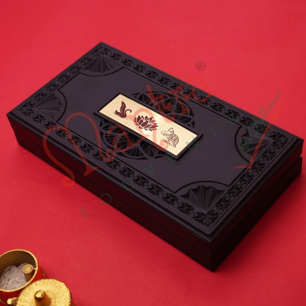 Deluxe 3D Lakshmi Ganesh Saraswati Charan Paduka with Box | Divine Puja Paduka for Wealth, Wisdom & Prosperity