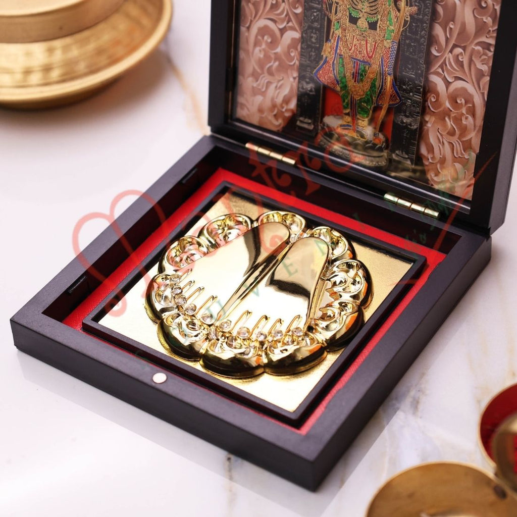 Shri Vitthal Vithoba Charan Paduka with Photo Frame | Panduranga Devotional Paduka for Home Mandir & Gifting