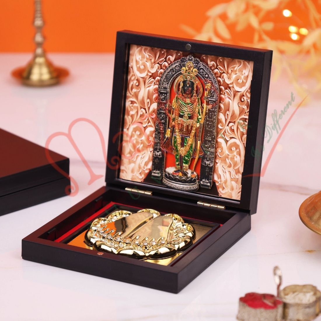 Shri Vitthal Vithoba Charan Paduka with Photo Frame | Panduranga Devotional Paduka for Home Mandir & Gifting