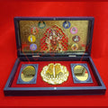 Deluxe 3D Durga Maa & Navdurga Charan Paduka Gift Box – Gold Plated ABS Polymer Devotional Frame for Home Temple, Office & Gifting