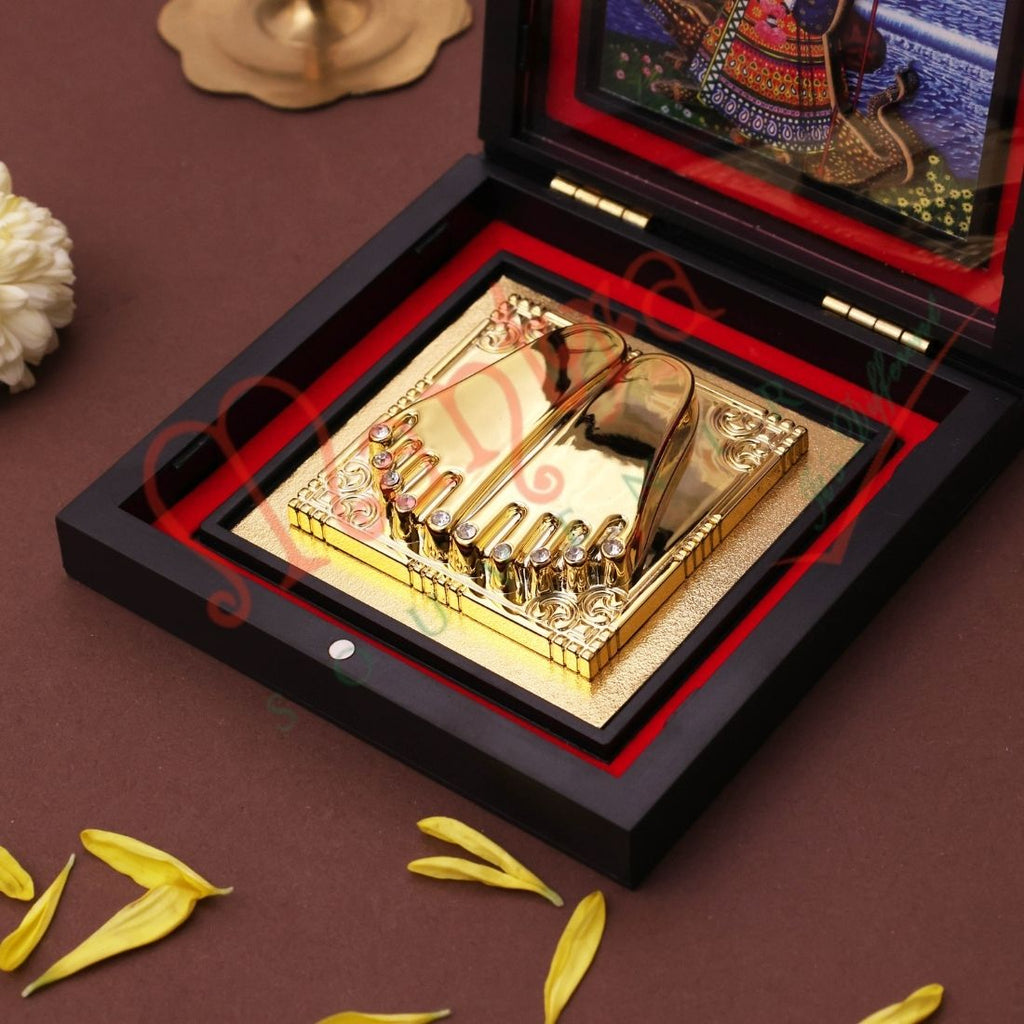 Yantram 3D Maa Ashapura Charan Paduka with Decorative Frame | ABS Polymer | Auspicious Puja & Home Temple Decor