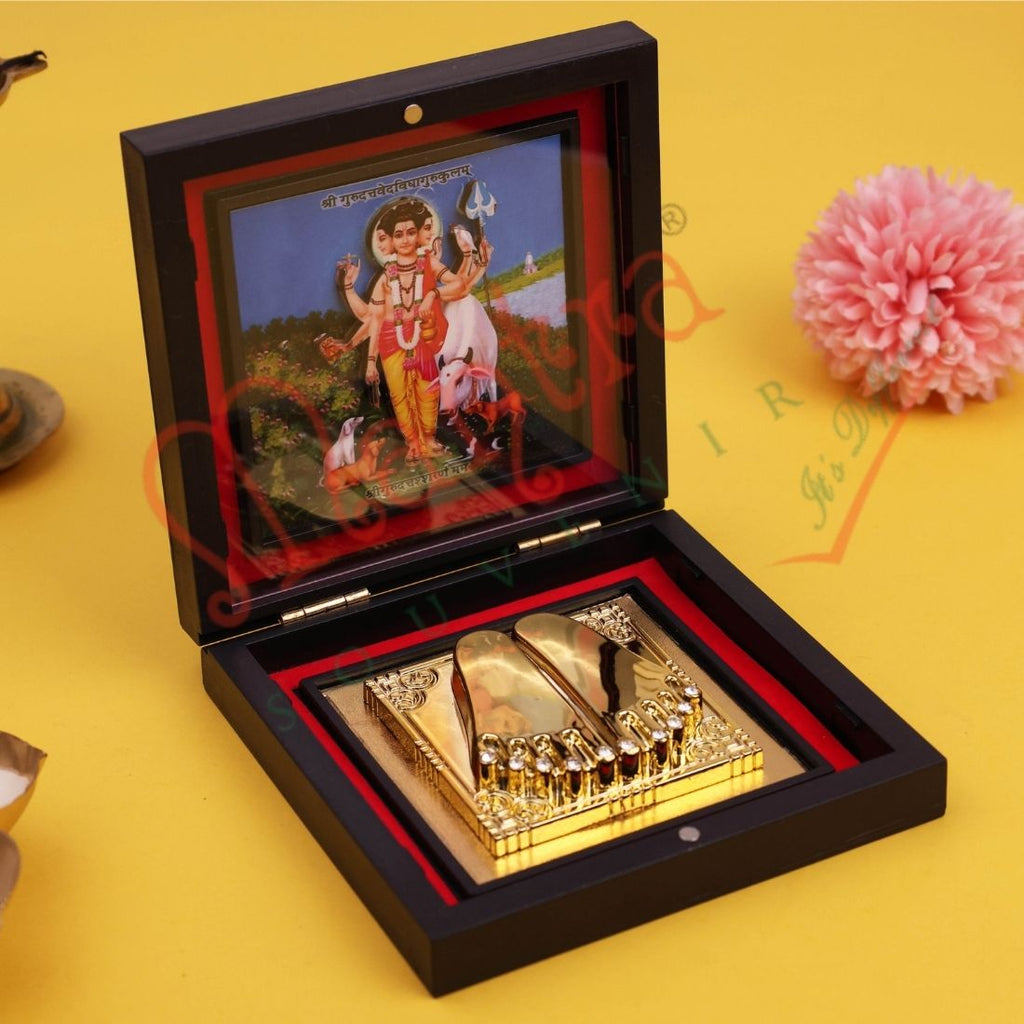 Yantram 3D Shri Dattatreya Charan Paduka with Decorative Frame | ABS Polymer | Auspicious Puja & Home Temple Decor