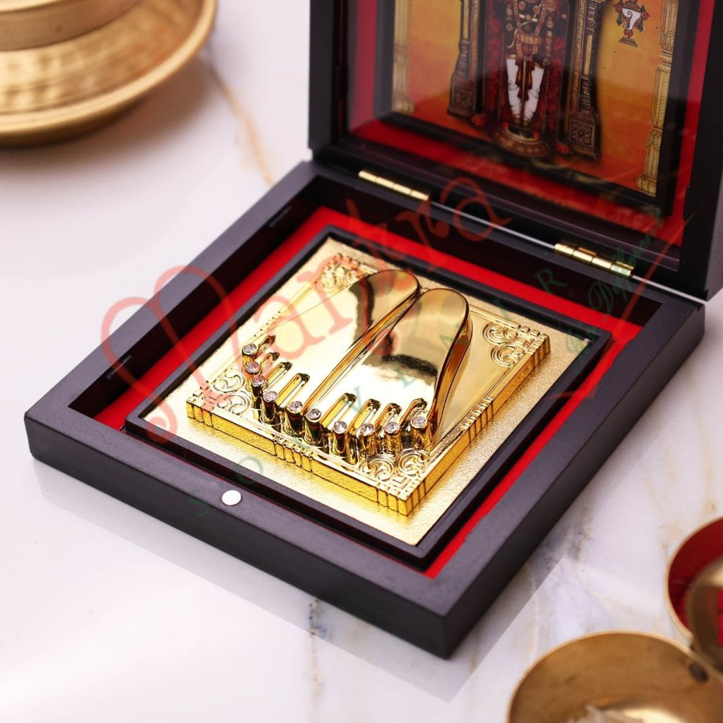 Lord Venkateswara (Tirupati Balaji) Charan Paduka with Premium Box | Vastu & Spiritual Gift