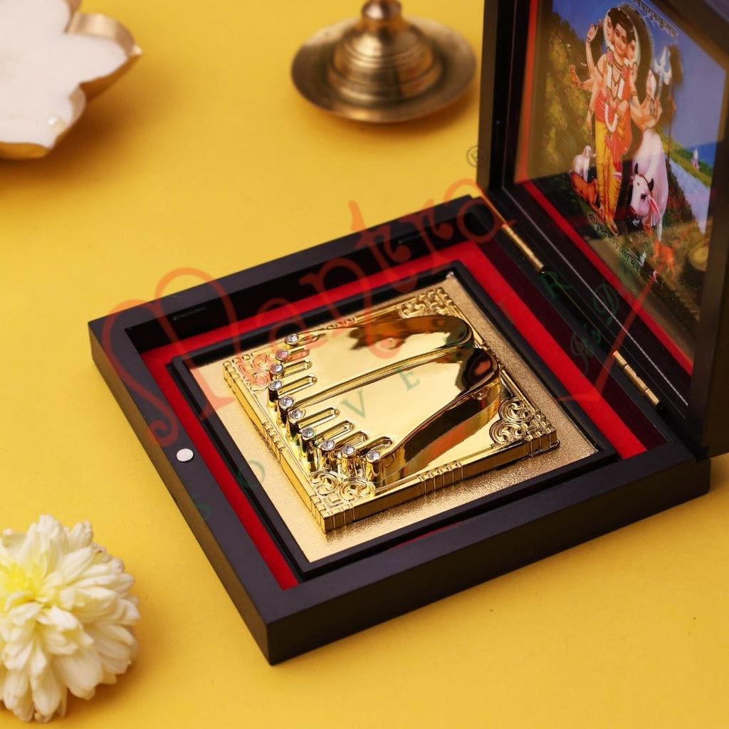 Yantram 3D Shri Dattatreya Charan Paduka with Decorative Frame | ABS Polymer | Auspicious Puja & Home Temple Decor
