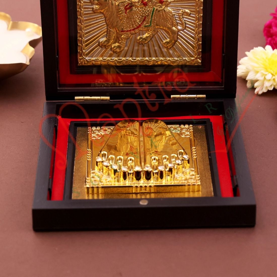 Yantram Ambe Maa Charan Paduka Box – Sacred Durga Devi Idol for Home Mandir & Protection