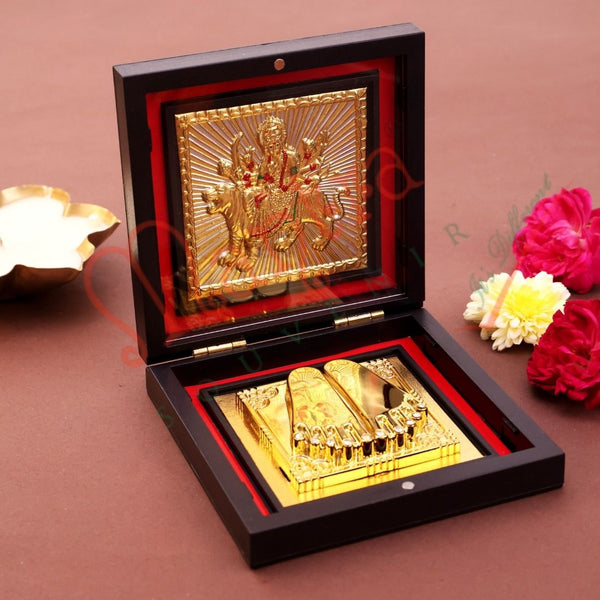 Yantram Ambe Maa Charan Paduka Box – Sacred Durga Devi Idol for Home Mandir & Protection