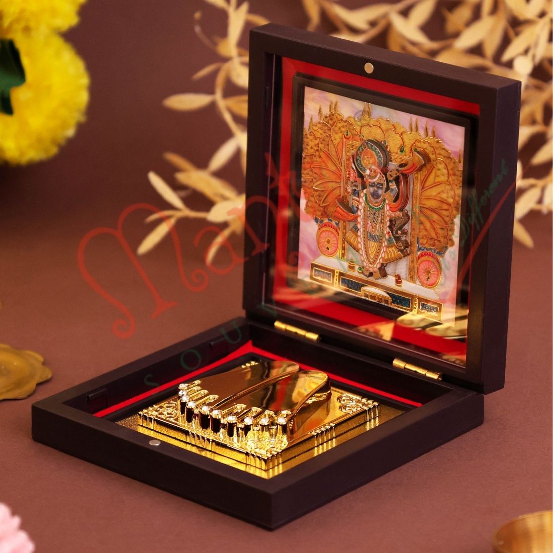 Yantram 3D Shri Nathji Charan Paduka with Decorative Frame | ABS Polymer | Auspicious Puja & Home Temple Decor