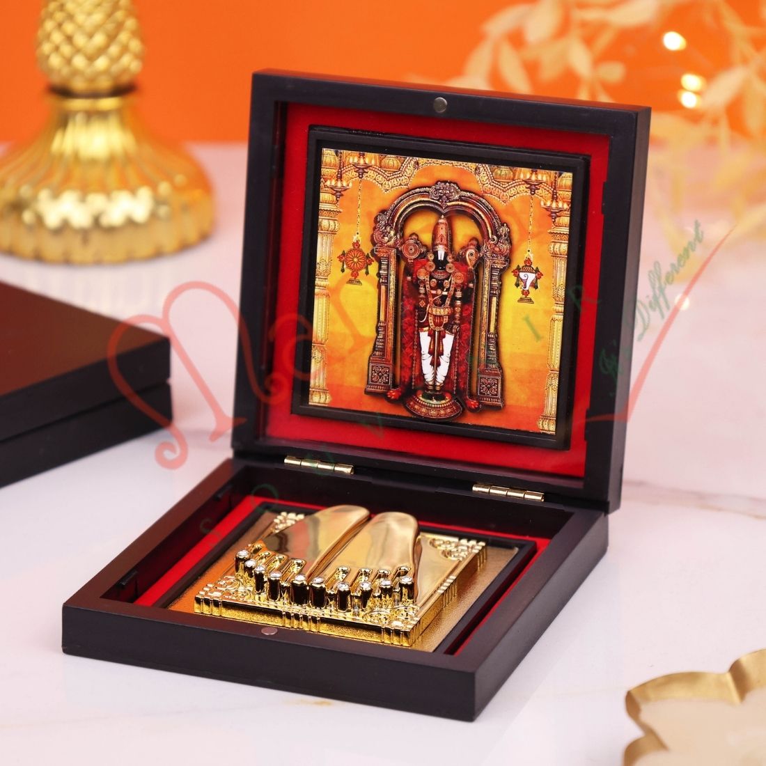 Lord Venkateswara (Tirupati Balaji) Charan Paduka with Premium Box | Vastu & Spiritual Gift