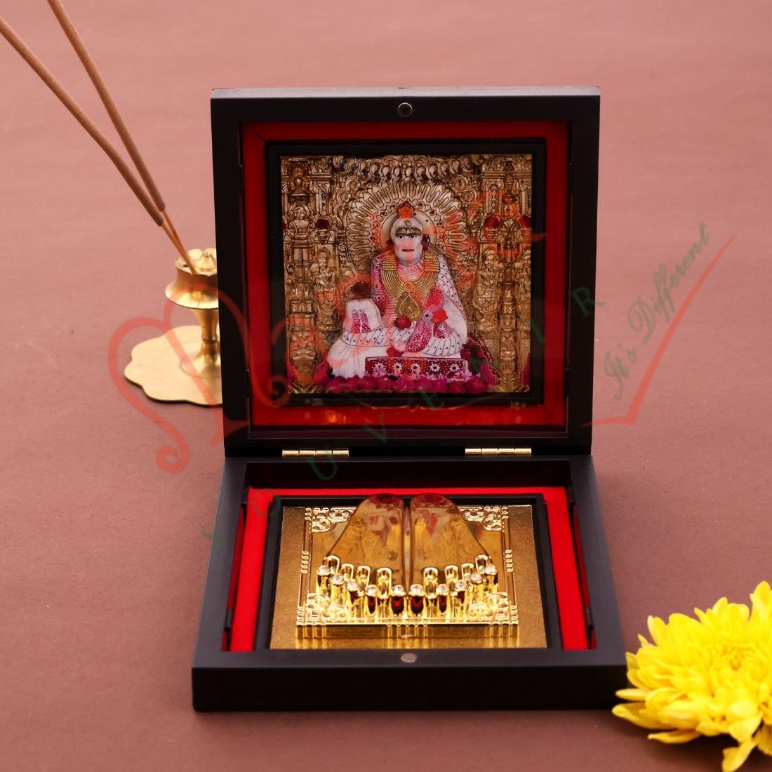3D Sacred Yantram Gurudev Charan Paduka – Divine Master’s Blessing Box for Home & Meditation